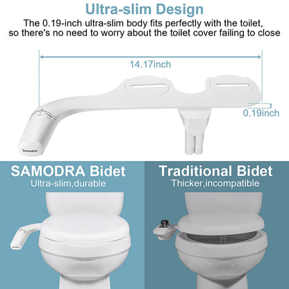 Bidet Attachment Slim Toilet  - Adjustable Water Pressure Non-Electric Sprayer