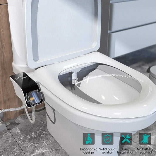 Bidet Toilet Seat with Dual Nozzles - Non-Electric Self-Cleaning Toilet Washer for Rear & Feminine Hygiene