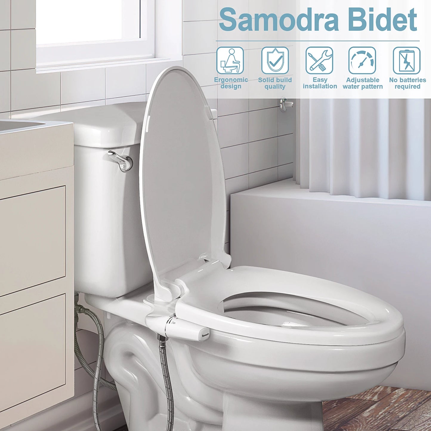 Bidet Attachment Slim Toilet  - Adjustable Water Pressure Non-Electric Sprayer