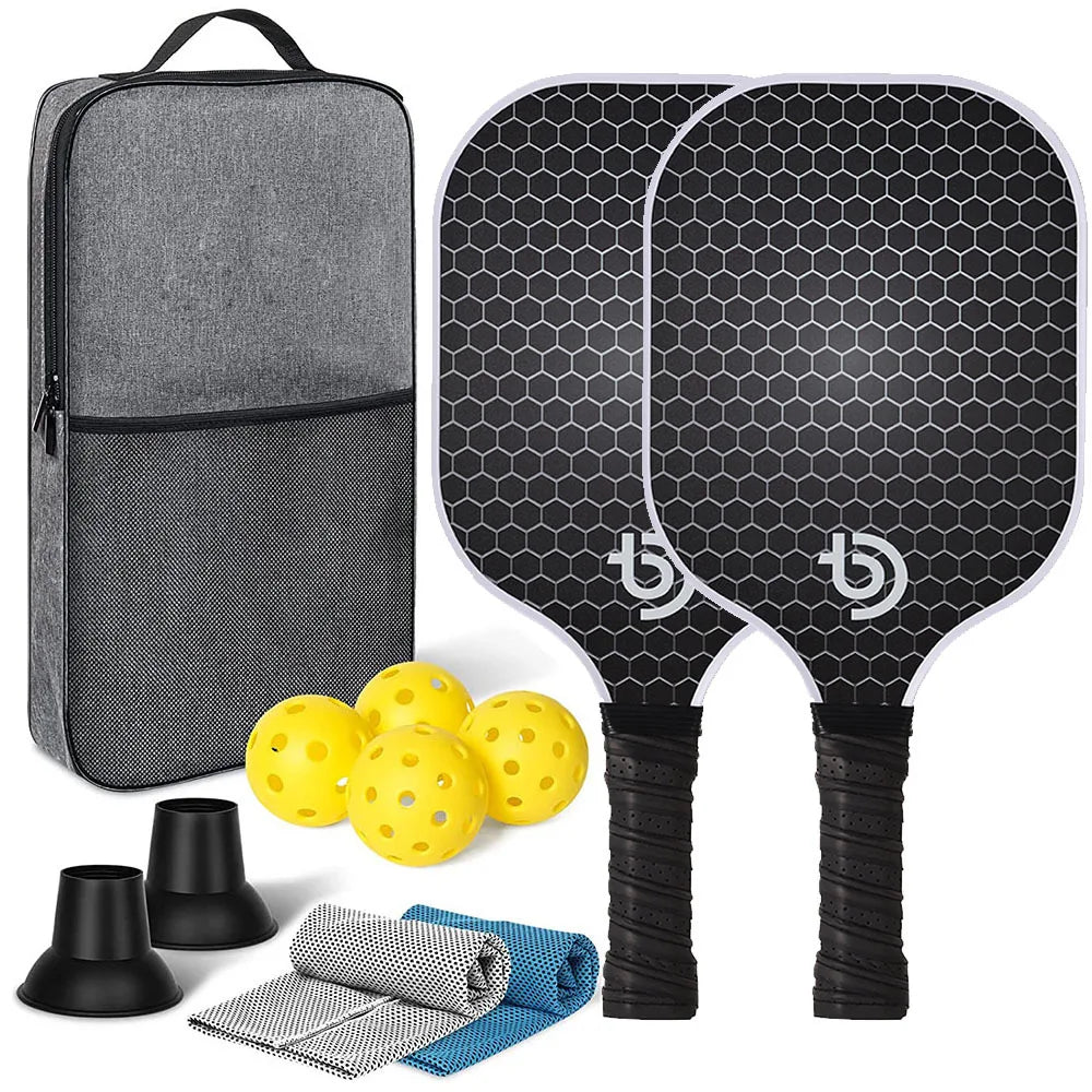 Pickleball Paddles Set - Graphite Carbon Fiber USAPA-Approved Lightweight Racquets for Indoor & Outdoor Play | Perfect for All Ages